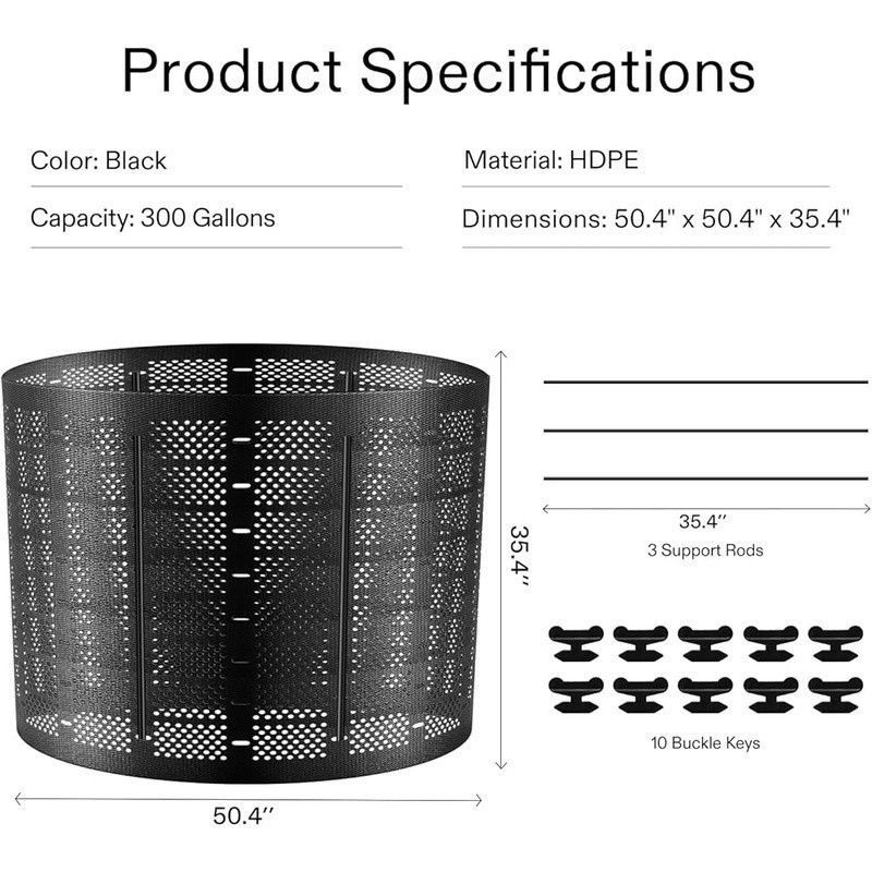 Large Capacity Compost Bin Durable HDPE Composting System Easy Assembly Reusable