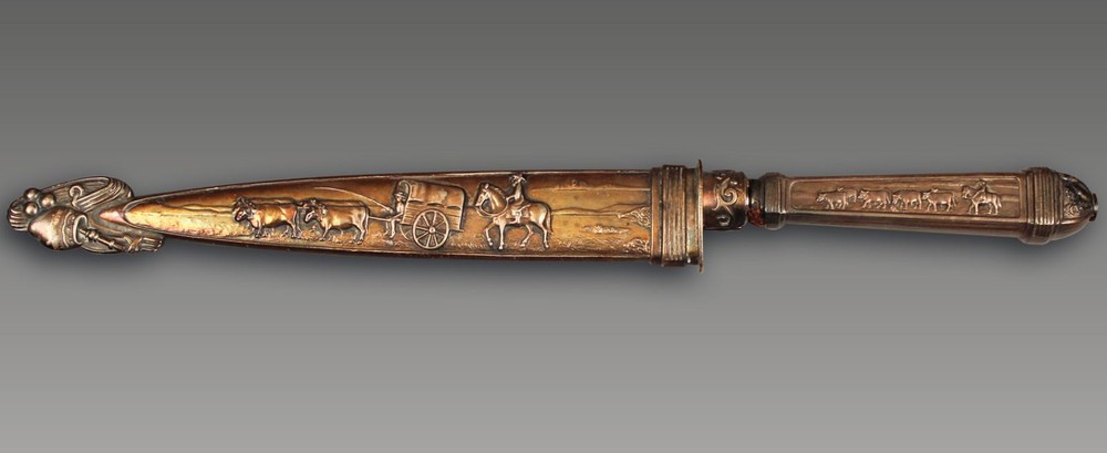 ENGRAVED SILVER GAUCHO KNIFE