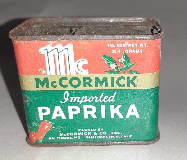 Vintage McCormick 1 1/2 ozs. Imported Paprika Tin
