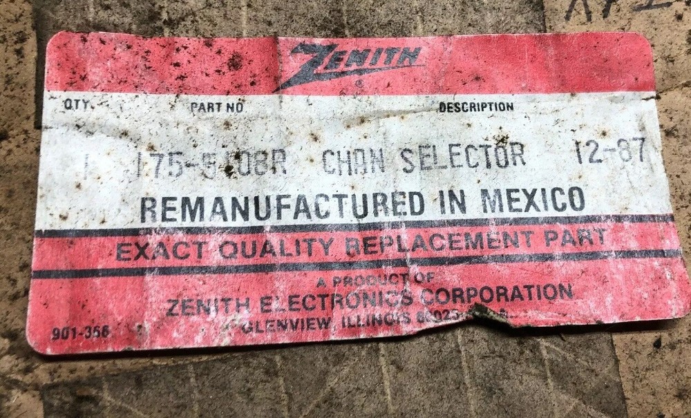 Reman Zenith 175-5108 R Channel Selector