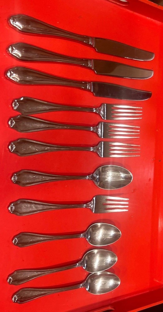 11 Pc Wallace SHELLBROOK Stainless 18/8 Mixed Flatware Glossy VC