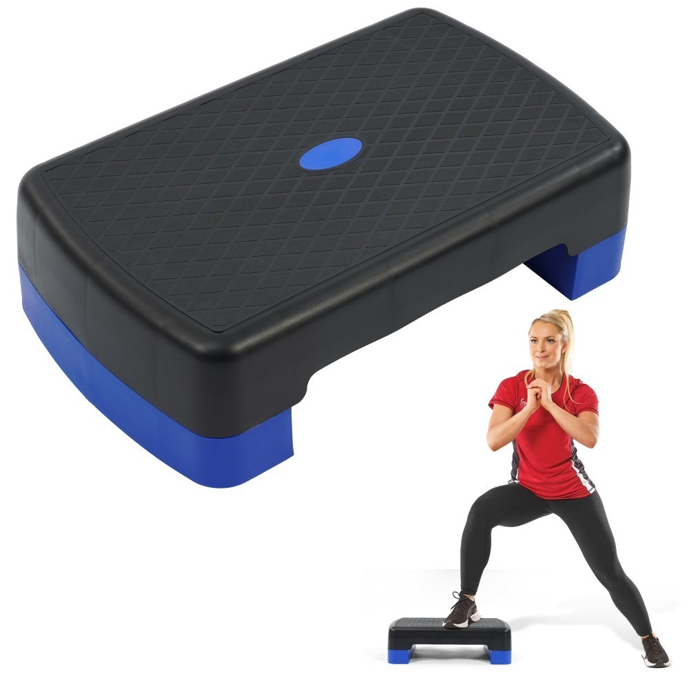 Workout Aerobic Stepper Step Platform Trainer, 18-Inch, Black/ Blue