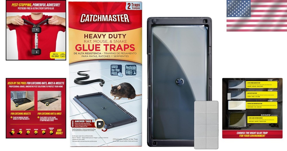Versatile 2-Pack Glue Traps for Rats, Mice, Snakes & Spiders - Safe & Effective