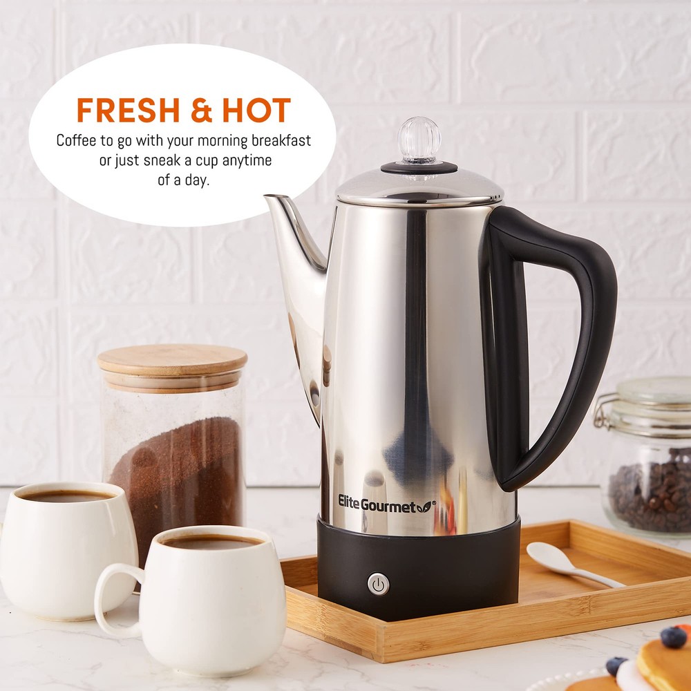 EC812 Electric 12-Cup Coffee Percolator with Keep Warm, Clear Brew Progress K...