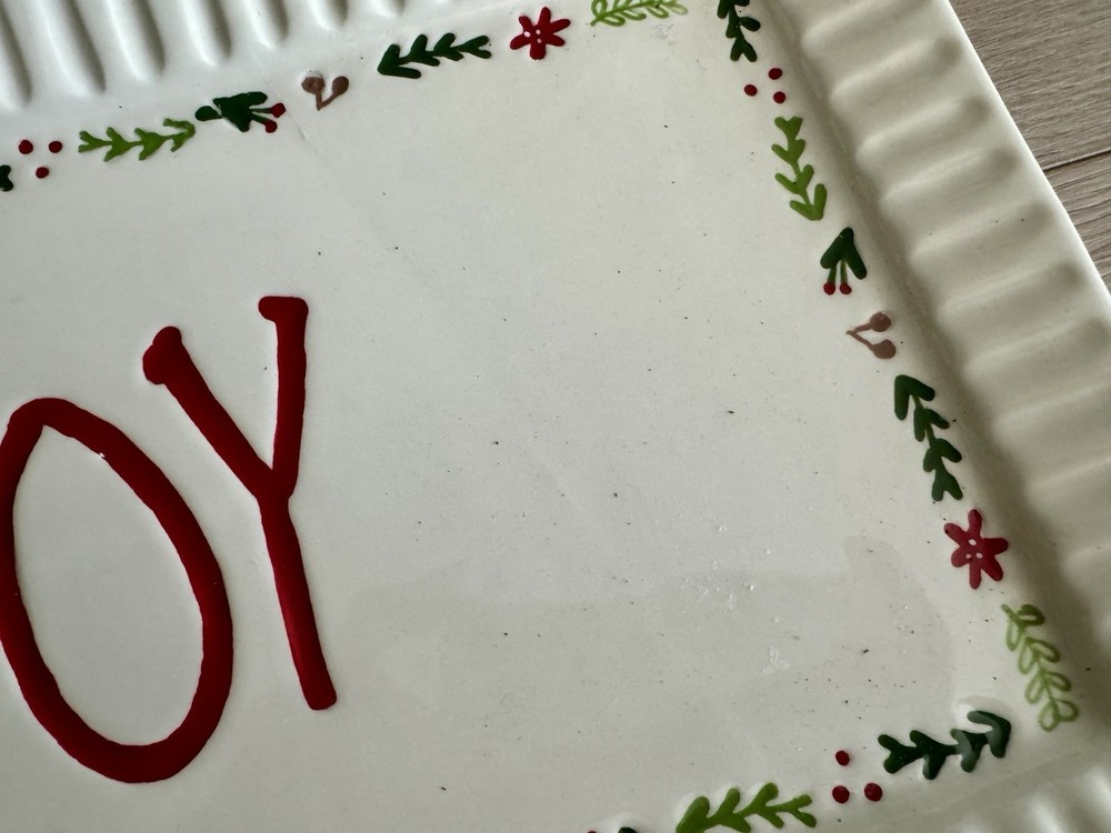 tag Festive JOY Rectangular Holiday, Christmas Platter - 15” x 9”