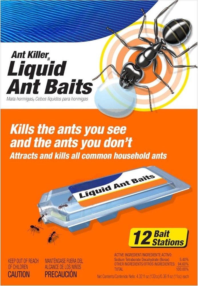 Ant Killer Bait Stations - 12 Count Liquid Bait for Effective Indoor Ant Control