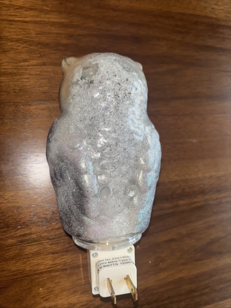 Vintage Glittery Owl Plug In Night Light