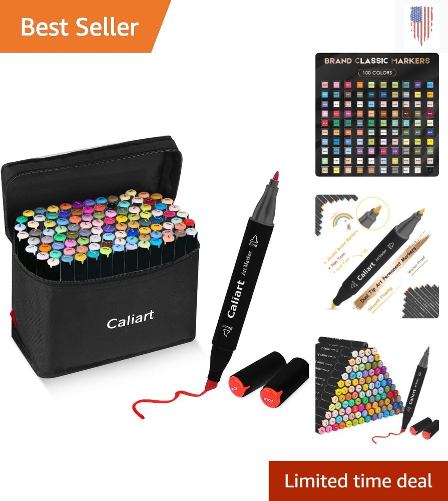 Premium Professional Dual Tip Art Markers - Permanent Alcohol Based - 100 count
