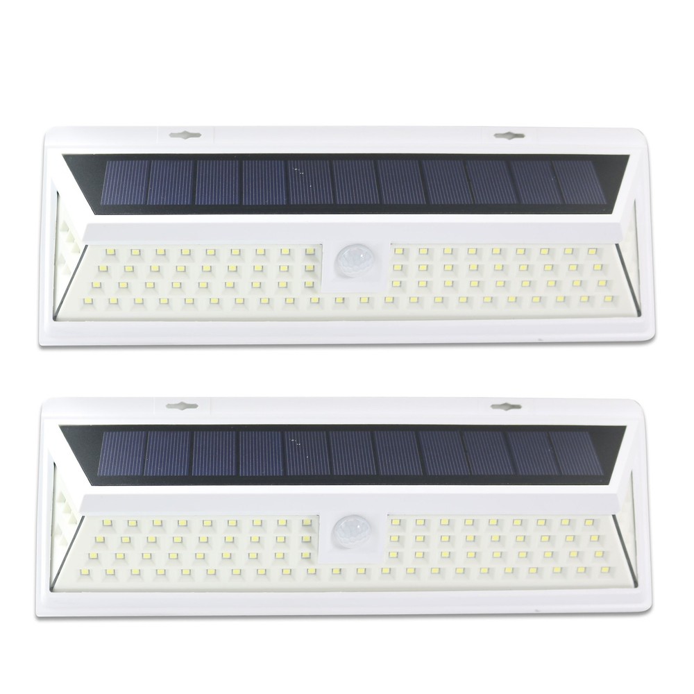 2 Pack Leisure LED Solar Powered 86 LED 3D Wide Angle Motion Sensor Light White