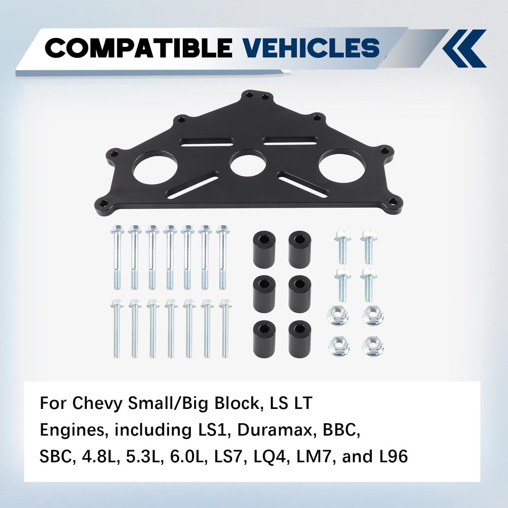 Engine Safe Stand Adapter Plate Compatible with Chevy LS LT Black Black