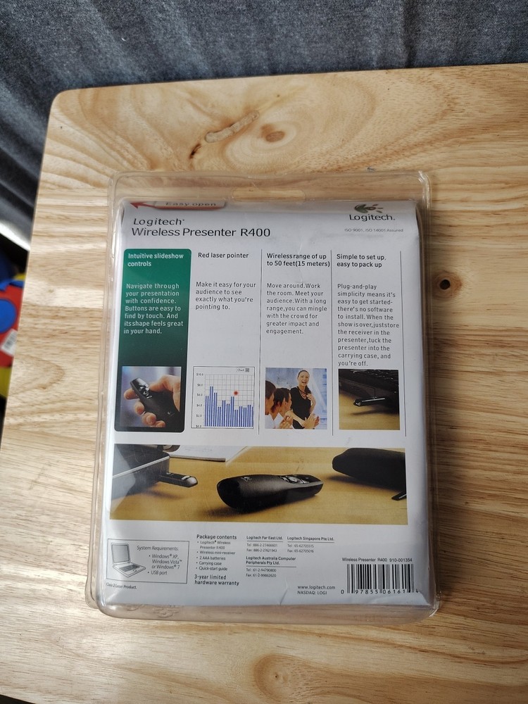 Logitech R400 Presenter Remote Control & Laser Pointer 910-001354 (New/ Sealed)