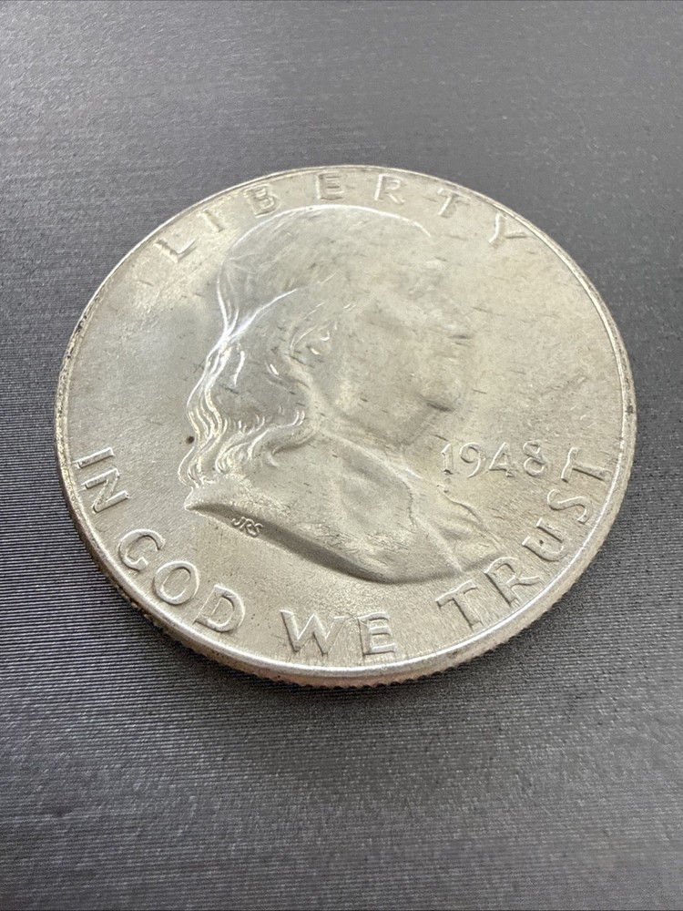 1948 D Ben Franklin US Half Dollar, 90% Silver, Circulated