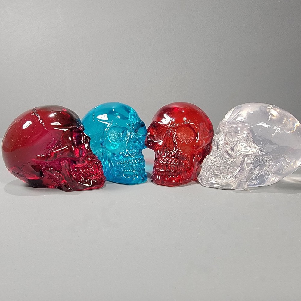 4 Piece Mini Translucent Resin Skull Set