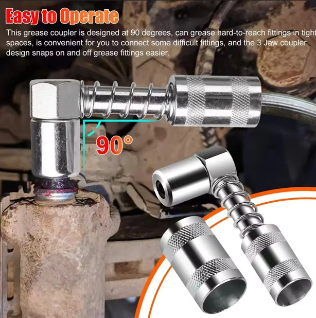 1 Set Grease Nozzle Adapter Grease Gun-Accessory 90 Degree Coupler Adapter Tool