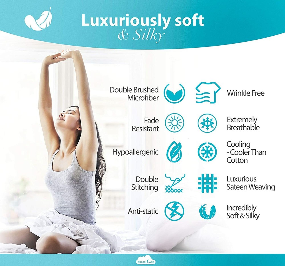 Deep Pocket Sheets Microfiber Sheets Bed Sheets Set 4 Piece Bedding Sets Queen