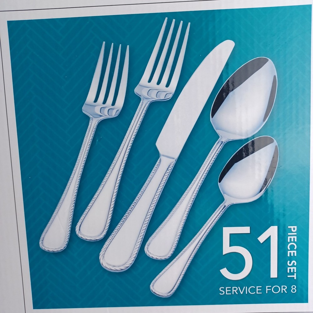 International Silver Flatware Adventure Stainless Steel 51pc Sleek Modern