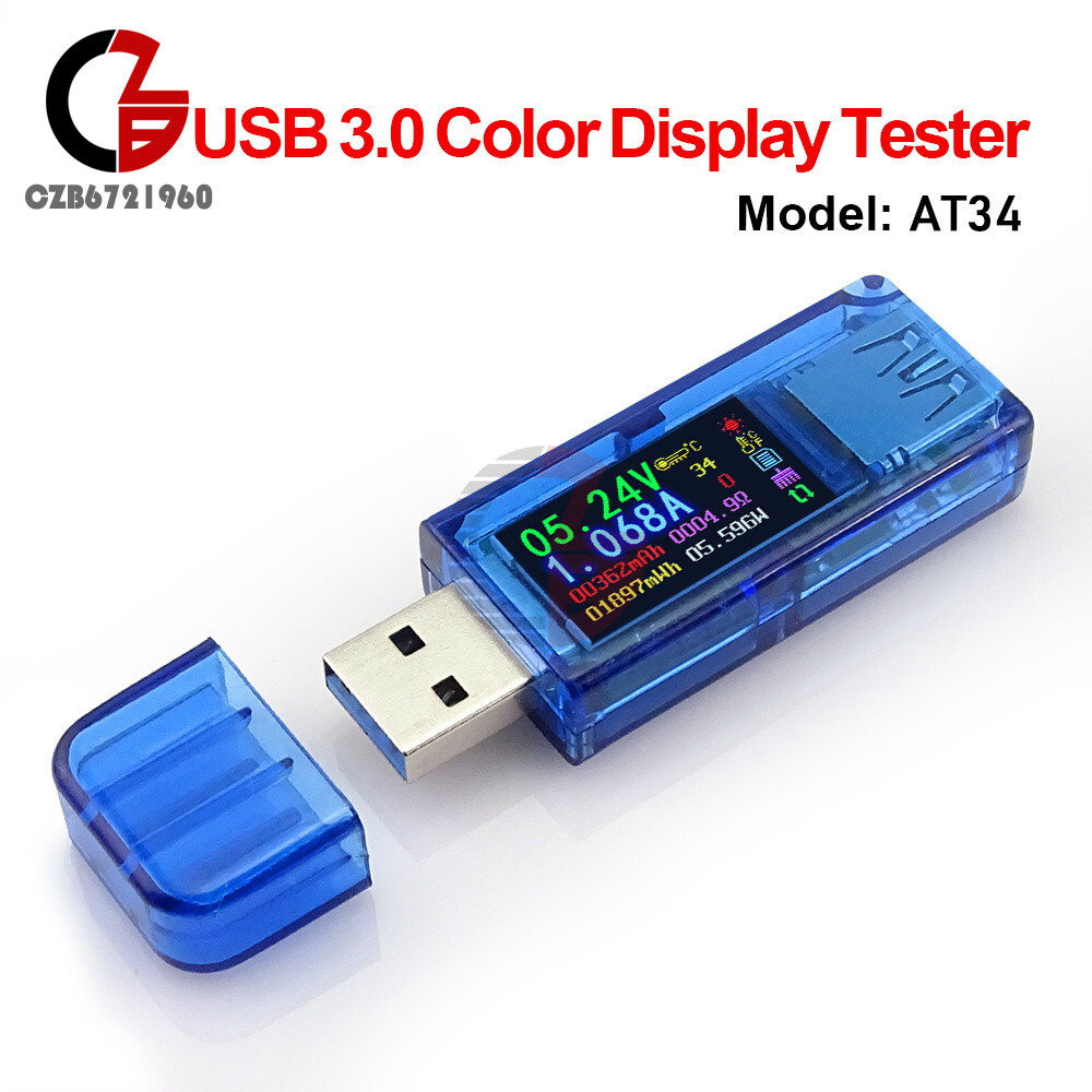 AT34 USB 3.0 Voltage Current Battery Capacity Meter Tester Voltmeter Ammeter