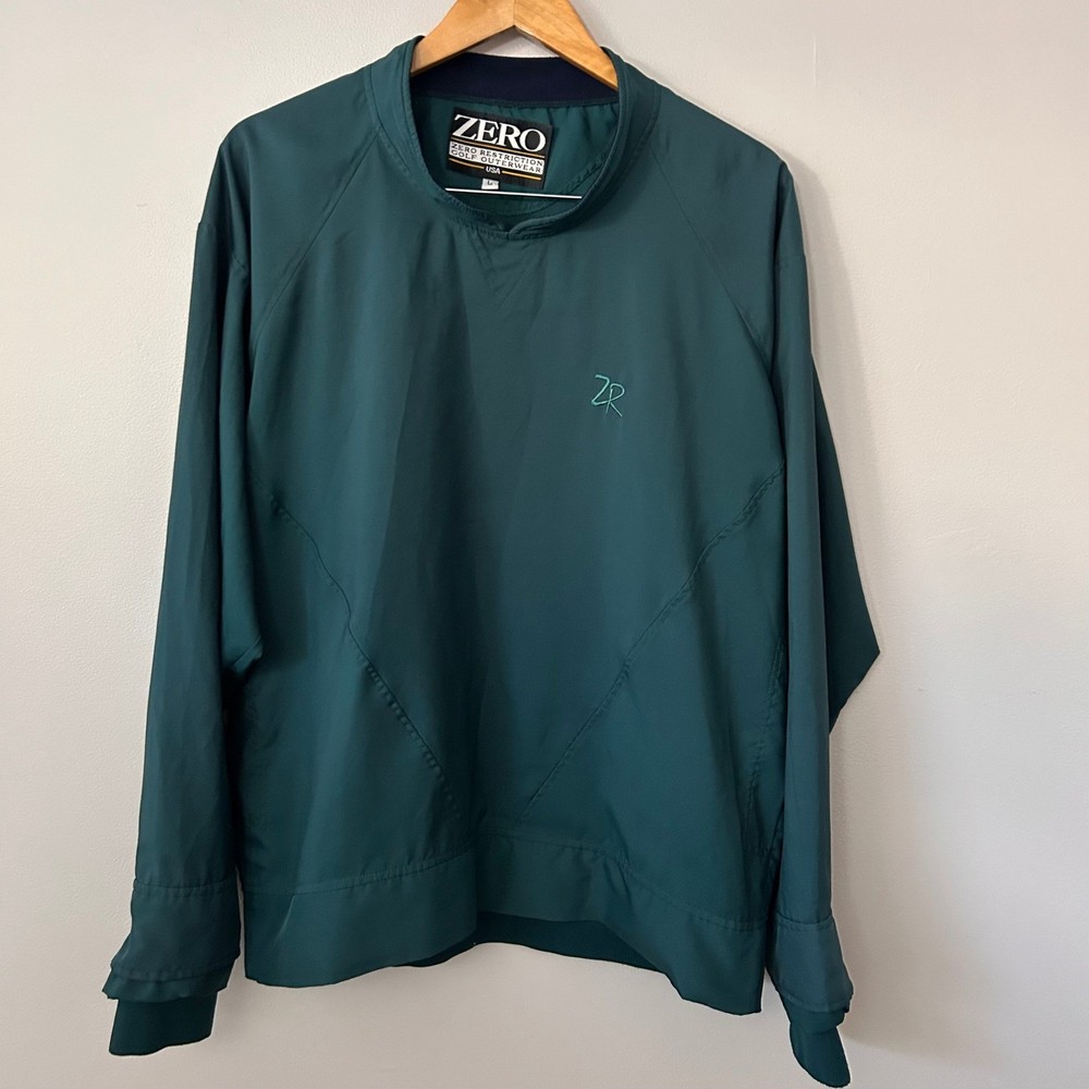 Zero Restriction Mens Large Green Golf Pullover Jacket Lightweight Outerwear USA