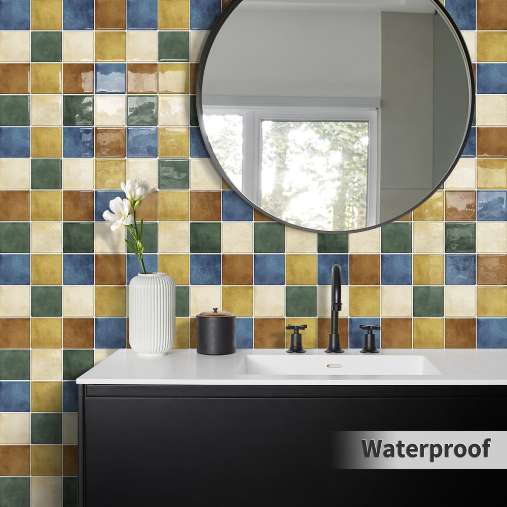 Thick Kitchen Peel and Stick Backsplash Tiles Square Self Adhesive Wall Tile ...