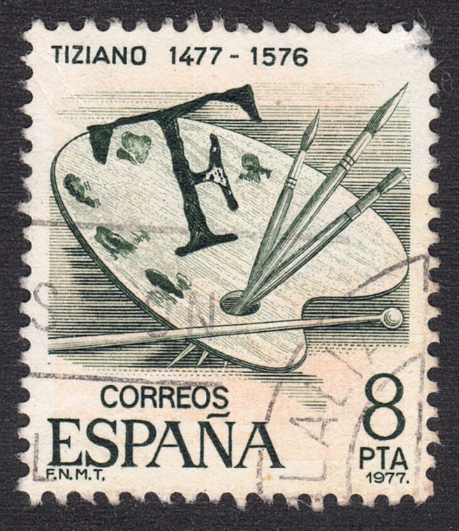 1978 Spain SC#  2095 - Initial "TF" and Palette - Used