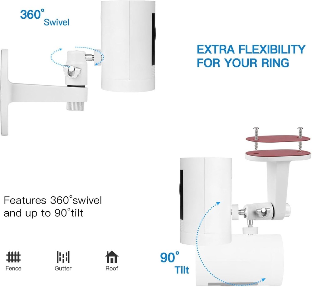 2Pack Adjustable Security Wall Mount Bracket for Ring Stick Up Cam & Ring Out...