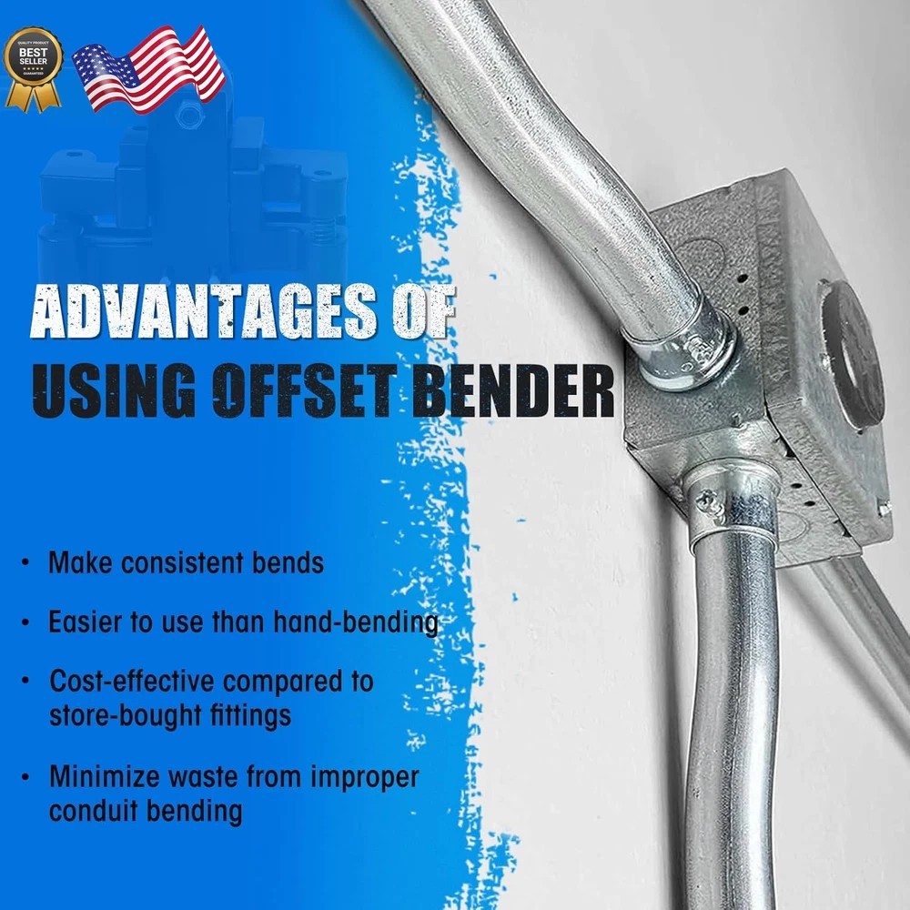 Dual Size Conduit Offset Bender 2 in 1 Both ½“& ¾” EMT Ensuring Precise Blue NEW