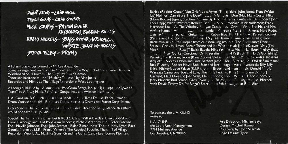 L.A. Guns Self-Titled Autographed CD
