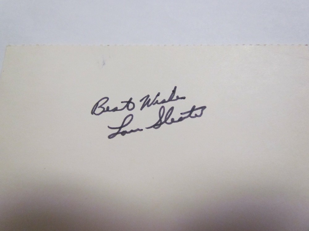 Lou Sleater SIGNED INDEX CARD JSA AUCTION CERTIFIED