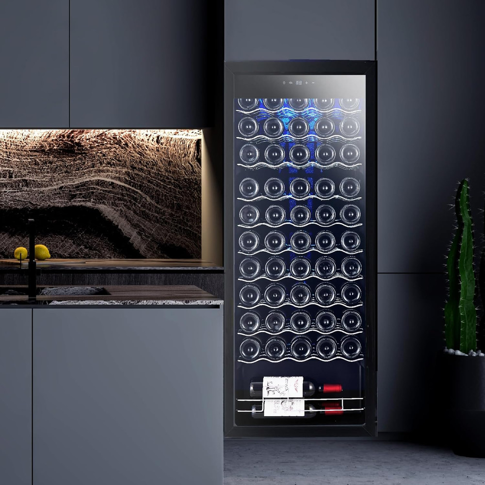 Wine Cooler - 55 Bottle Compressor Refrigerator with Digital Temp Control, Lock,