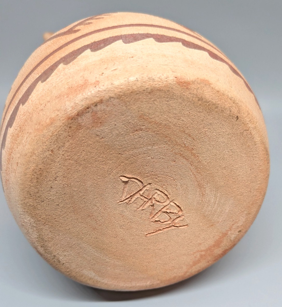Peru Figure with Flute Pottery Vessel Signed Darby