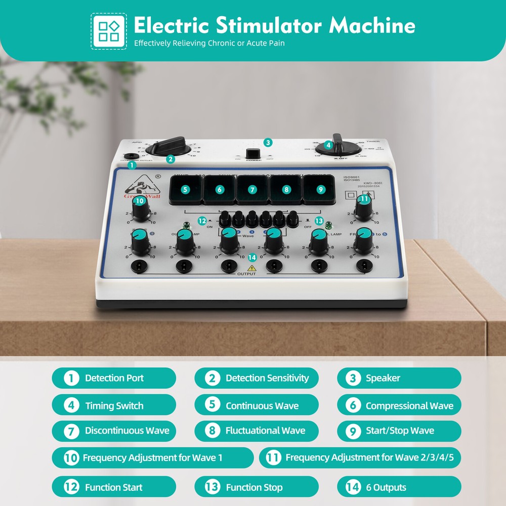 KWD-808 Electro Output Patch Massager Acupuncture Stimulator Device 6 Channel
