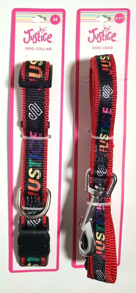 New JUSTICE Pet Collar Medium and Leash 6ft Set