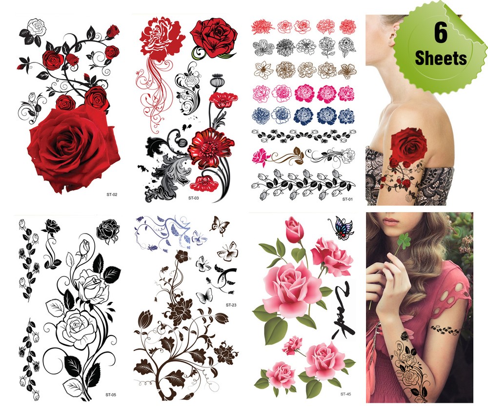 Supperb® 6-pack Mix Flower Temporary Tattoos