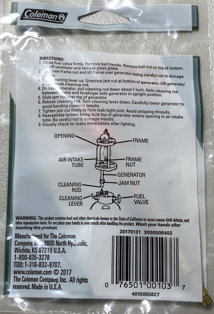 Coleman Generator Lantern; For Kerosene Lantern Model 201 - 3000005402