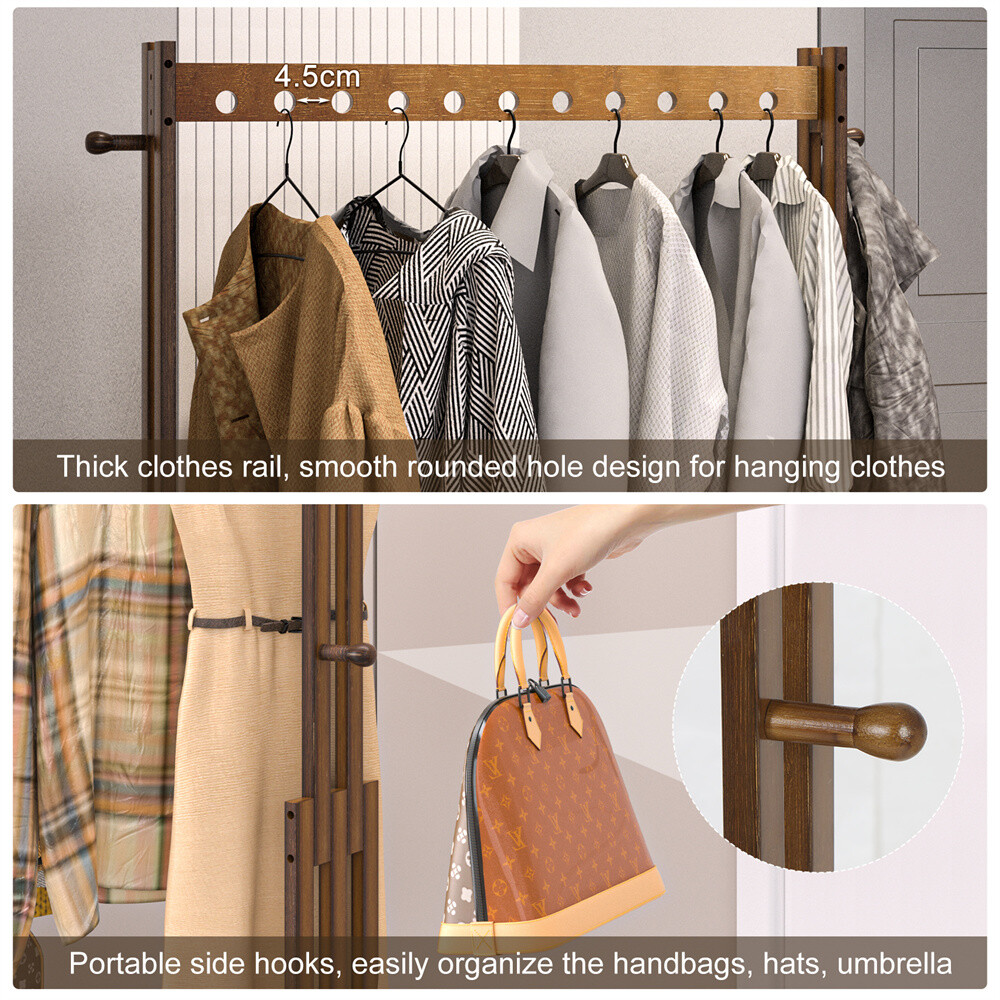 Free-Standing Clothes Rail Adjustable Garment Rack Rolling Hanging Display Shelf
