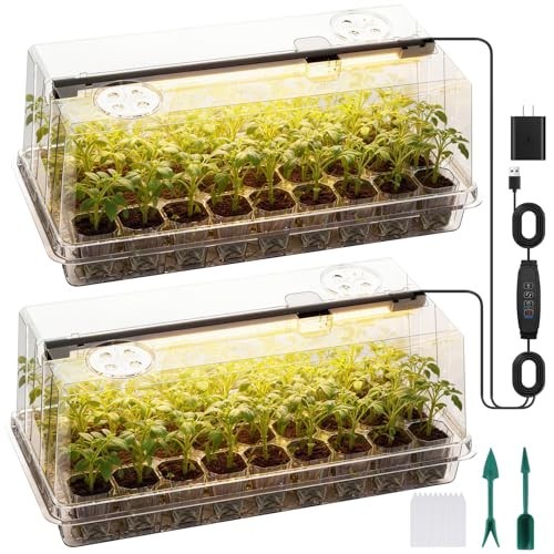 Seed Starter Tray with Grow Light - Full Spectrum Kit, 5 Dimmable Brightness, Ti