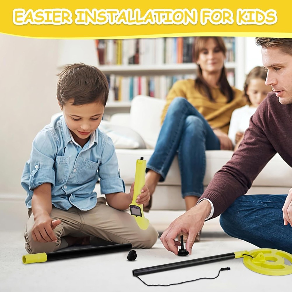 Interactive Kids Metal Detector 6'' Coil - Adjustable & Fun LCD Display Included