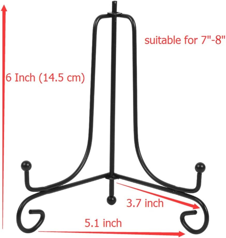 (2 Pack) Iron Display Stand, Black Easel Plate 6 inch(2