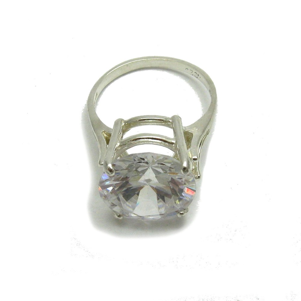 Sterling Silver Ring Genuine Solid 925 With 12mm Round Cubic Zirconia Handmade
