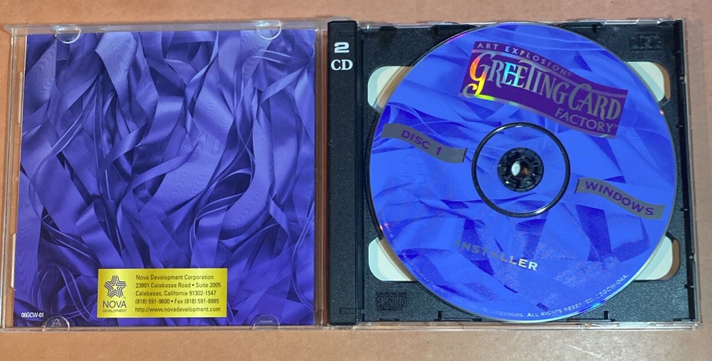 2 CD Art Explosion Greeting Card Factory 2000 PC Computer Nova Develop. Software