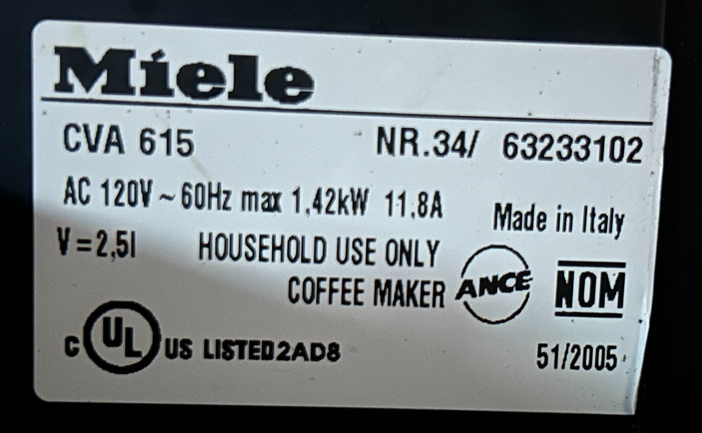 Miele Coffee Maker CVA615 Power Electronic Unit - Used