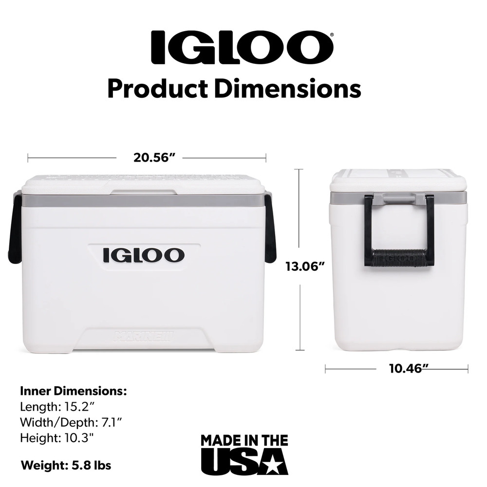 Igloo 25 QT Marine Hard Sided Cooler, White