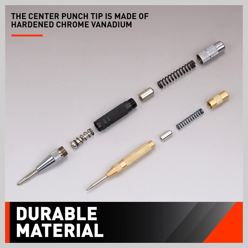 2-Pack 6" Automatic Center Punch, Adjustable Heavy-Duty Hole Punch Tool