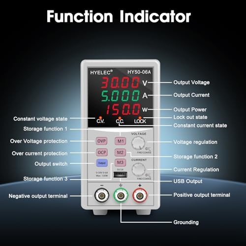 Variable DC Power Supply,0-50V 0-6A max150W Switching Regulated Bench Power