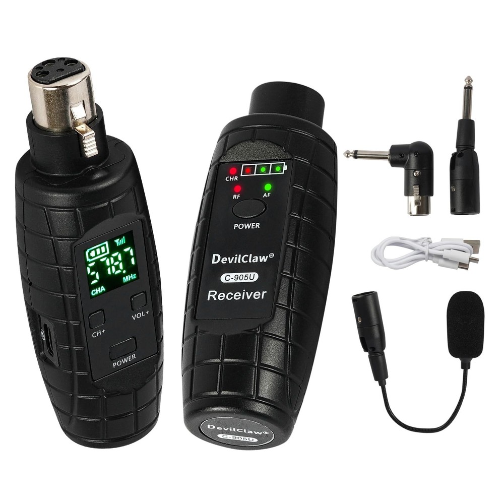 UHF Wireless Microphone System,Transmitter and Receiver XLR Adapter for Dynam...