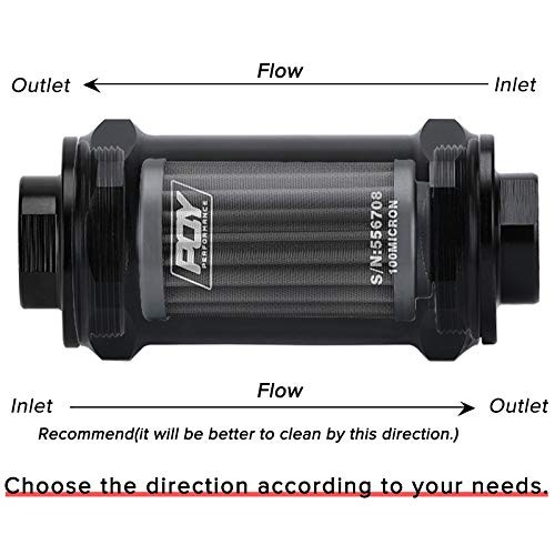 RACING Inline Fuel Filter E85 Ethanol with 100 Micron Stainless AN6 black