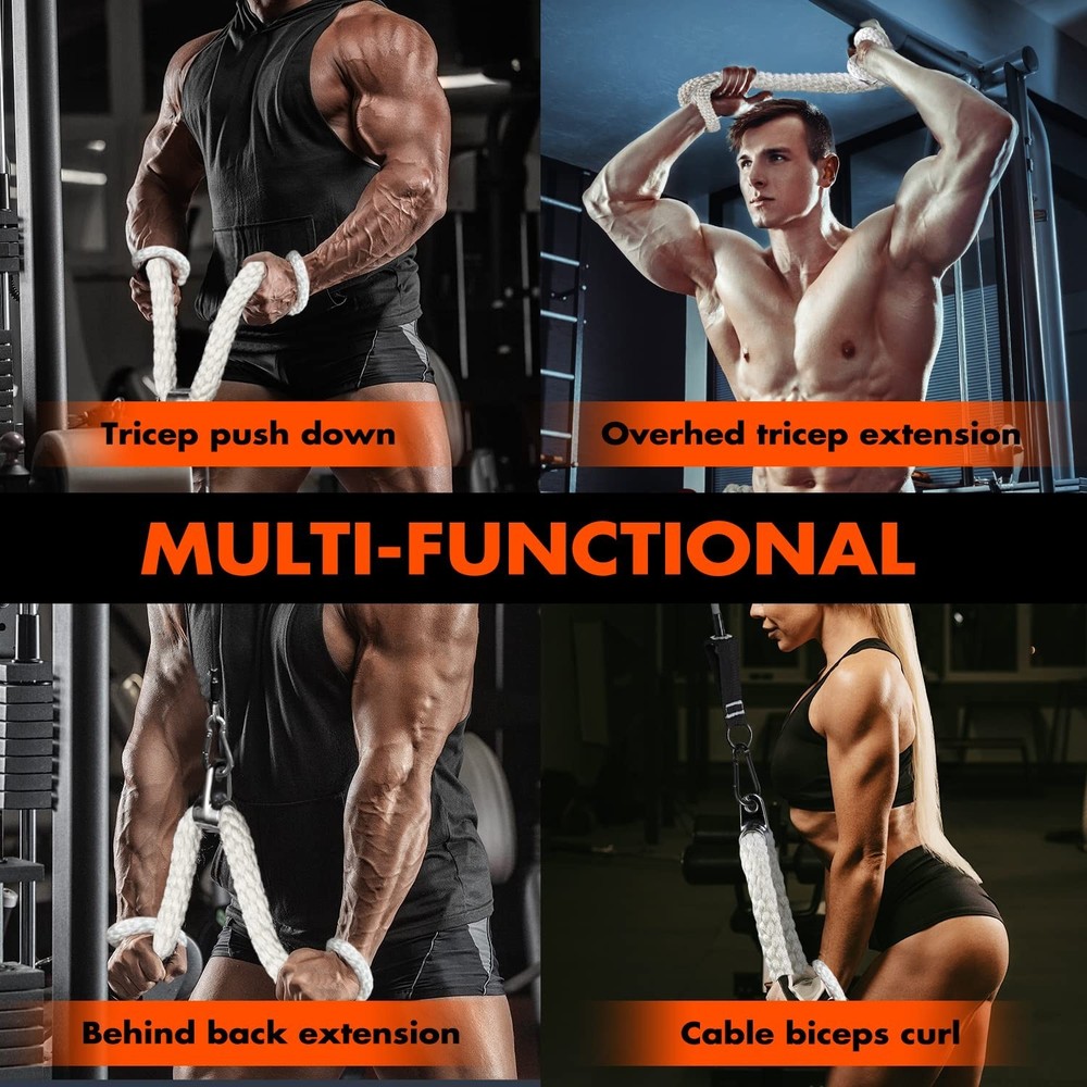 HPYGN Tricep Rope, Press Down Cable Machine Attachment Set, LAT Pulldown Atta...