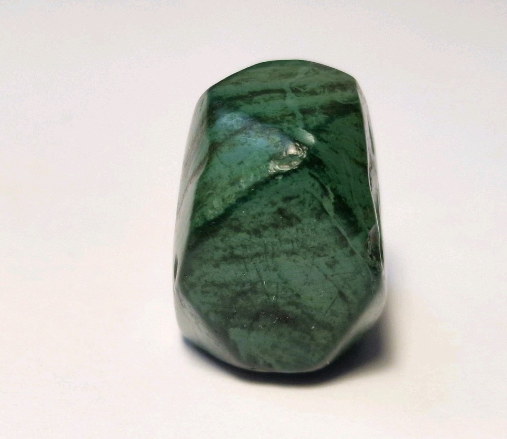 20.5mm ANCIENT LARGE CORNERLESS CUBE GREEN JASPER STONE BEAD