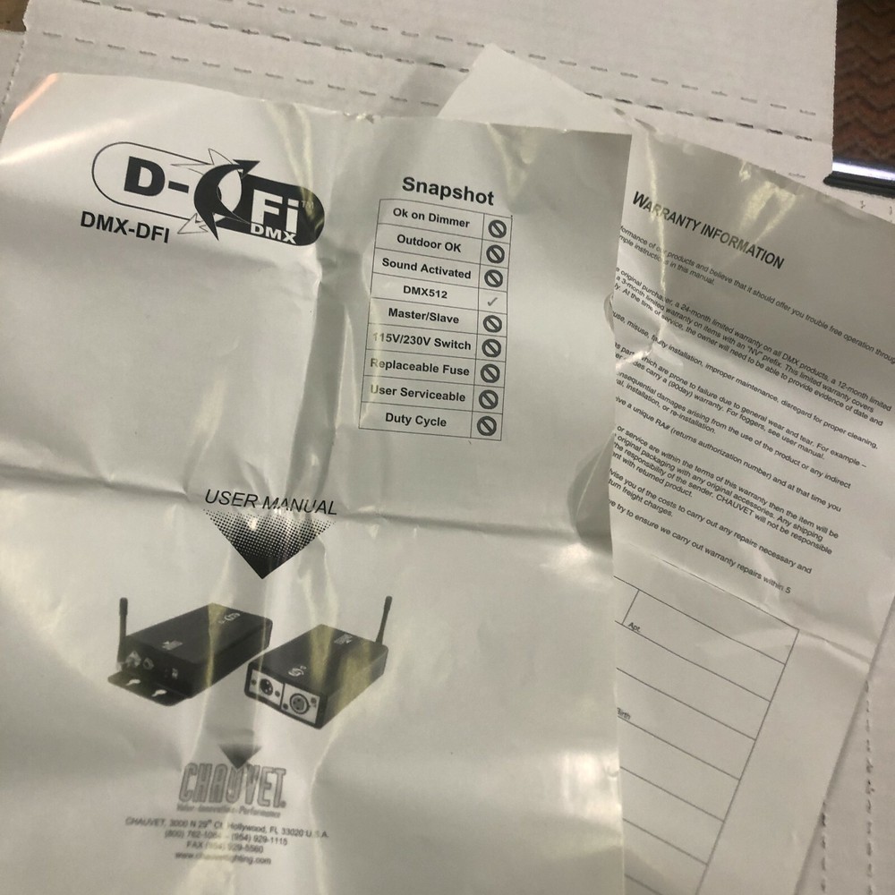 Chauvet D-Fi Wireless DMX-512 Transmitter/Receiver