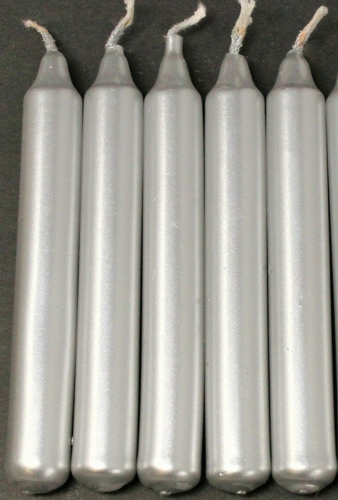 5 Spell Candles: Silver, Mini 4" (Chime Candle, Altar, Ritual, Wiccan)